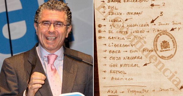 Foto: Francisco Granados y la página de su agenda donde se menciona a 14 empresas. (EC)