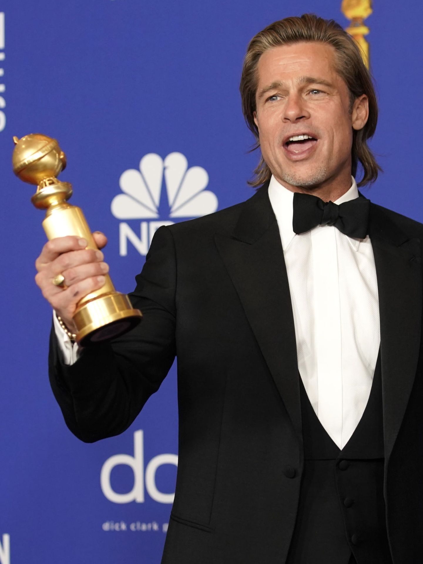 Brad Pitt, en 2020 cuando ganó su segundo Globo de Oro. (Reuters/Mike Blake)