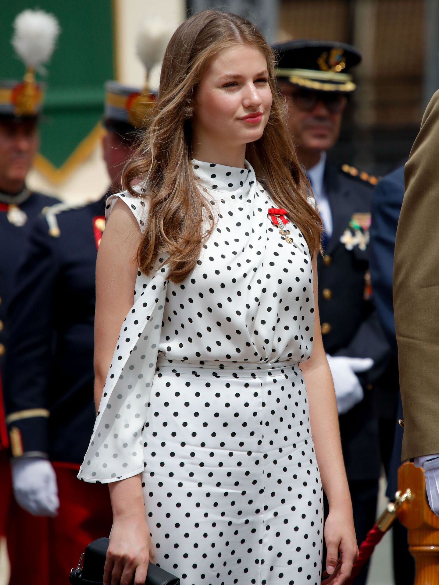 La princesa Leonor, con look polka dots de Barey en el mes de julio. (EFE)
