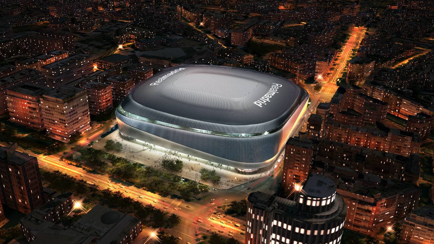 Así lucirá de noche el nuevo Santiago Bernabéu. (Foto: Ayuntamiento de Madrid)