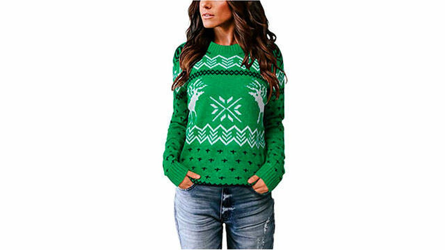 Suéter navideño para mujer en verde