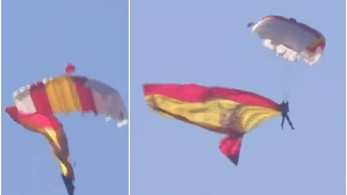 La 'hazaña' que ha salvado la bandera enrollada en el salto paracaidista del desfile