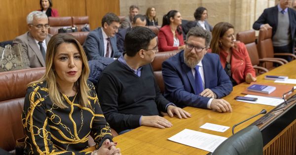 Foto: La expresidenta de Andalucía Susana Díaz, en su escaño durante el pleno del Parlamento de Andalucía. (EFE)