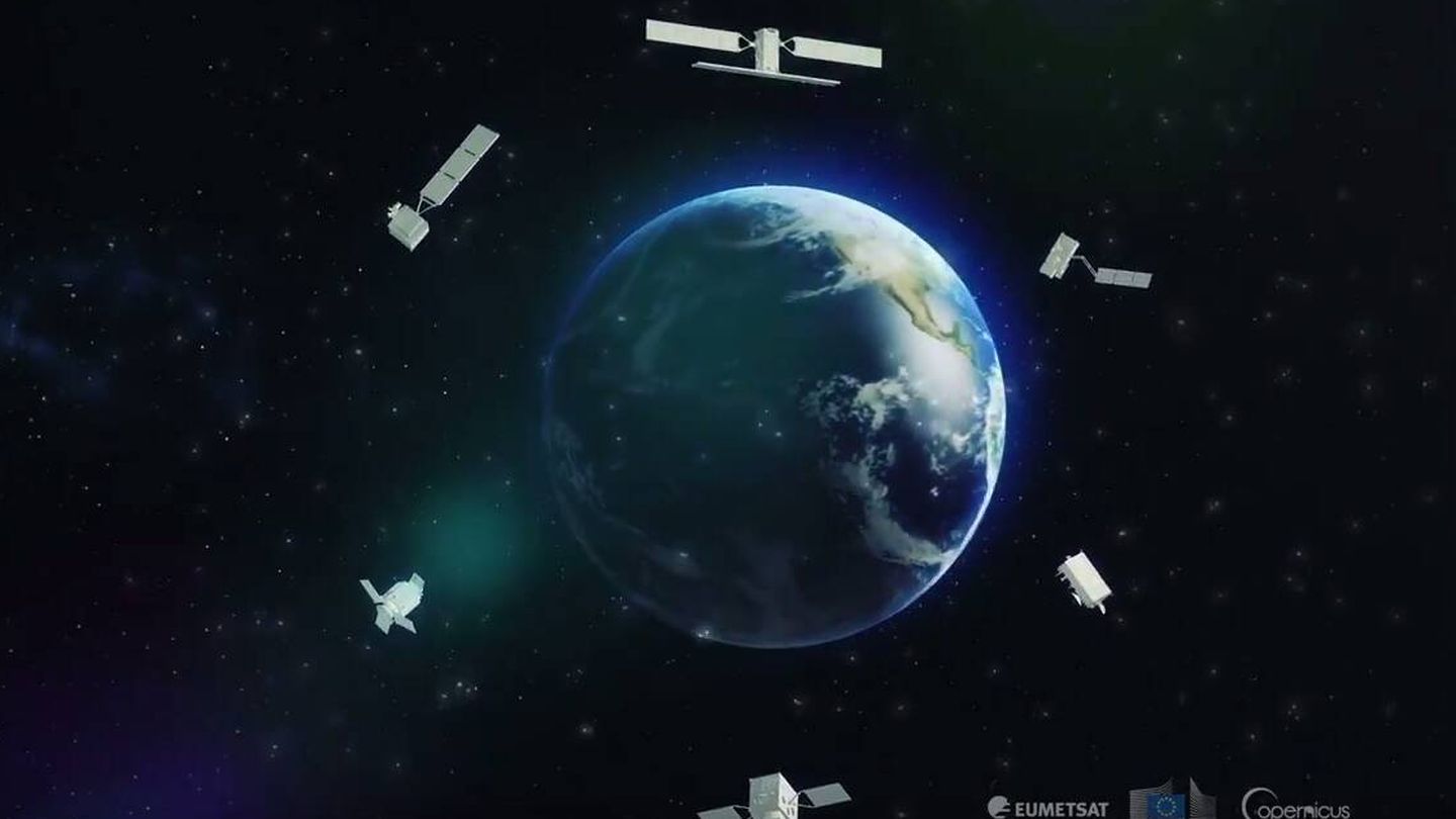 Representación de los seis satélites del programa Copernicus. (EUMETSAT)
