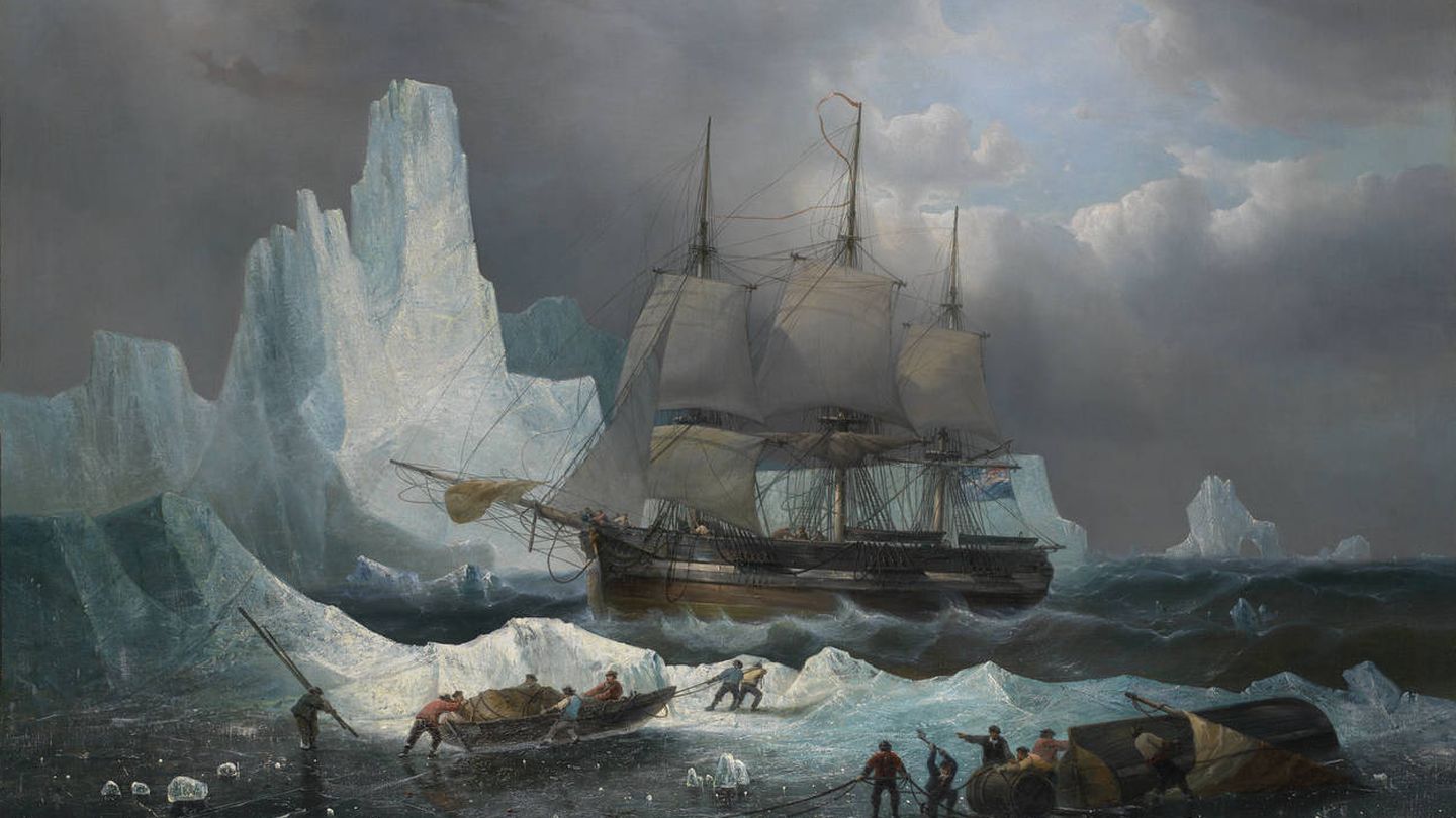 'H.M.S. Erebus en el hielo', pintura de 1846 sobre la expedición de Franklin. 