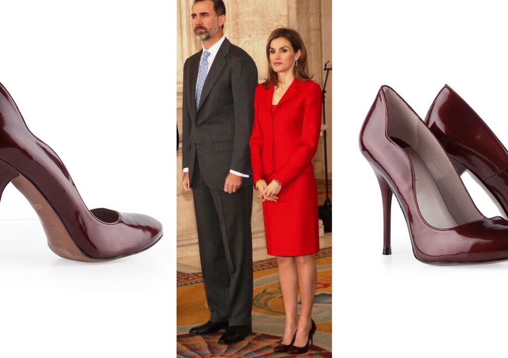 Foto: La Reina Doña Letizia con unos zapatos de la firma española LODI, junto al plano detalle del modelo  