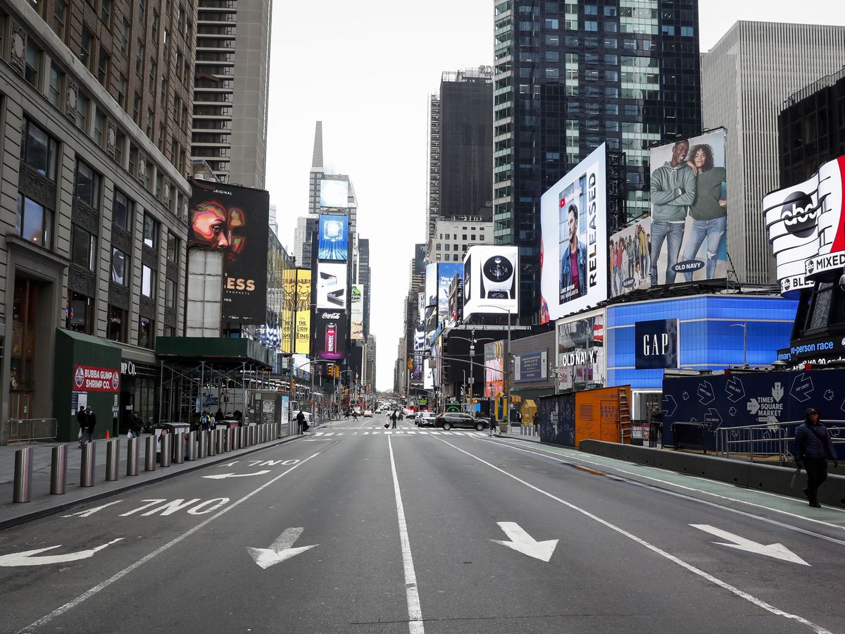Foto: Times Square, casi vacía a 19 de marzo de 2020 (REUTERS) 