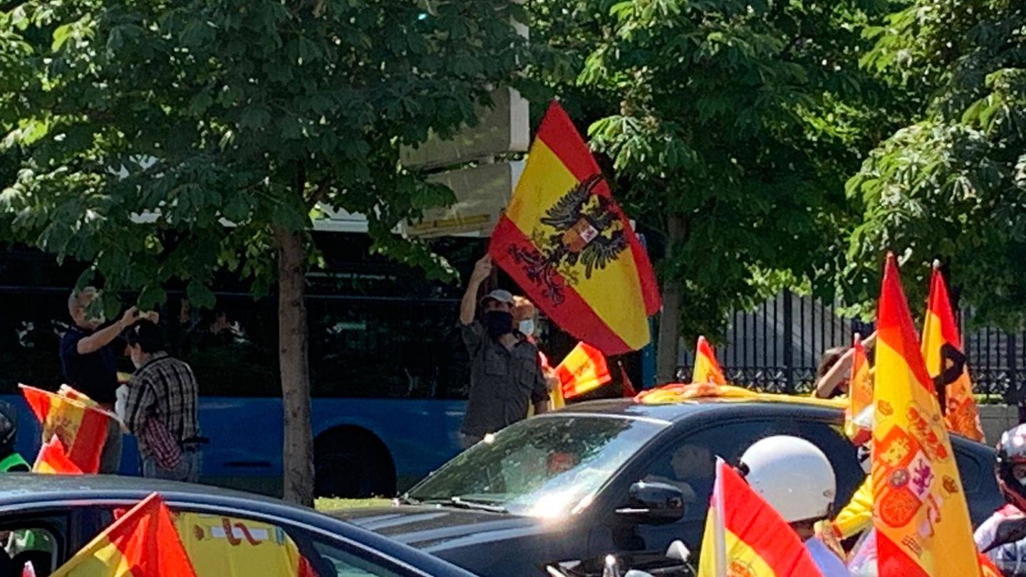 Cabecera de la manifestación en Madrid, en Colón. (P. G.)