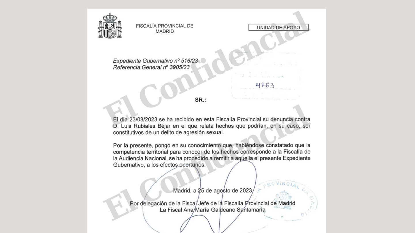 Documento expedido por la Fiscalía Provincial de Madrid. (EC)