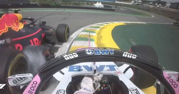 Foto: Así fue el toque entre Verstappen y Ocon. (Twitter: @F1)
