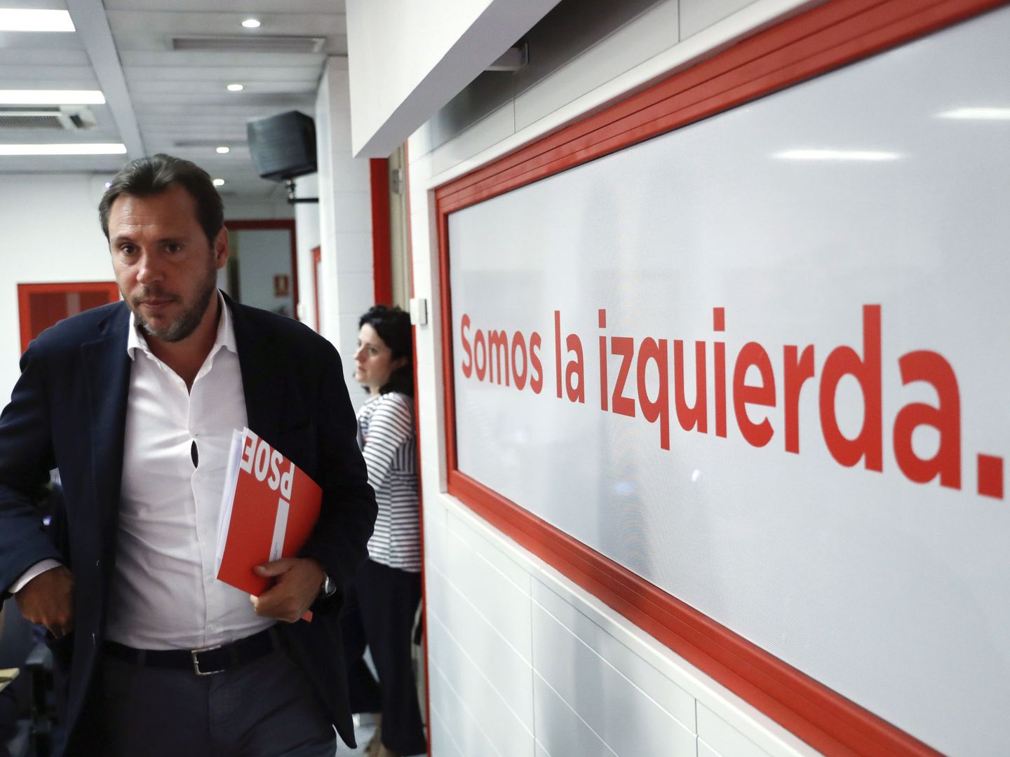 El portavoz del PSOE, Óscar Puente, el pasado 28 de agosto en Ferraz. (EFE)