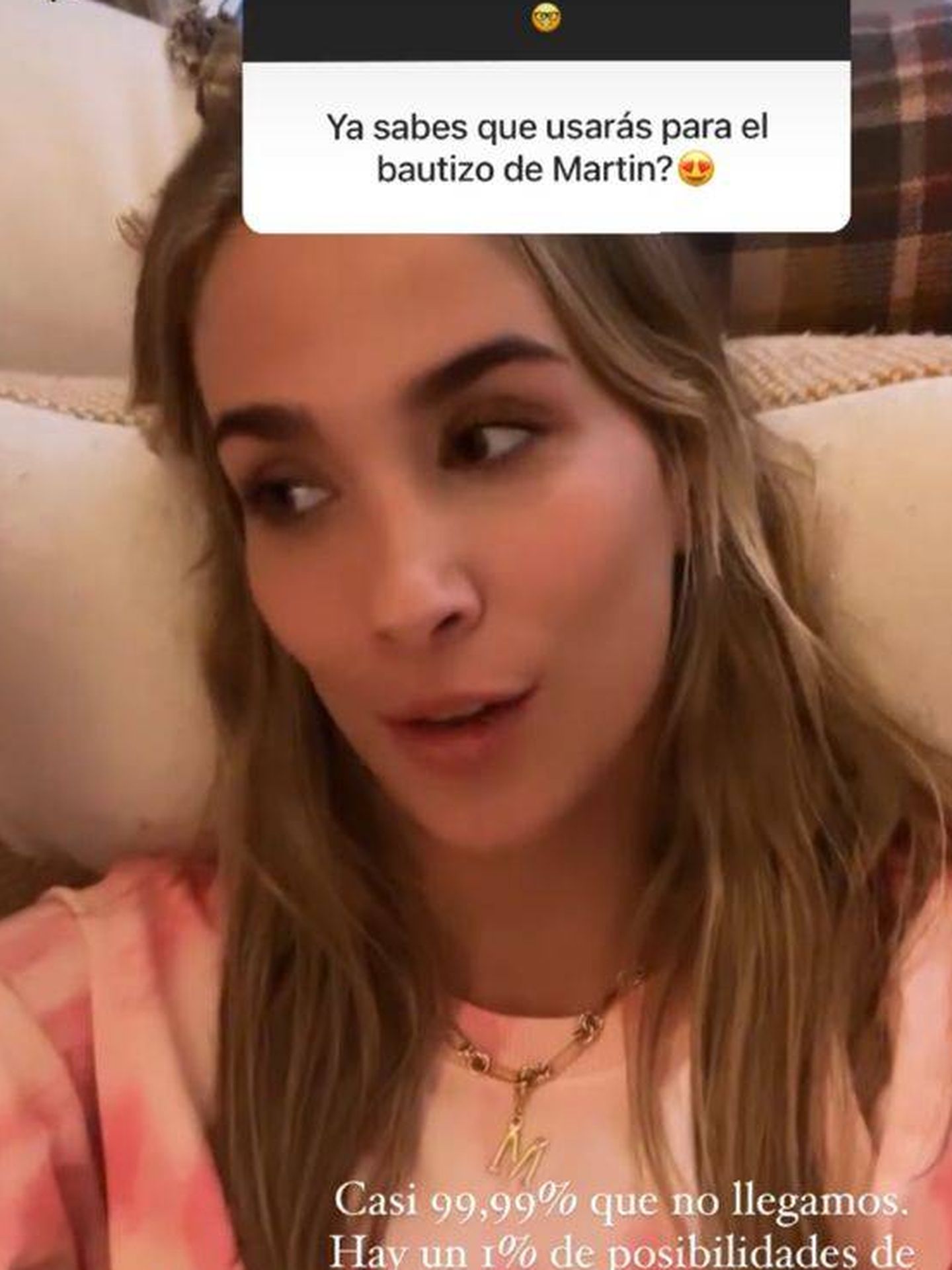 María Pombo, contando lo sucedido a sus seguidores. (Instagram @mariapombo)