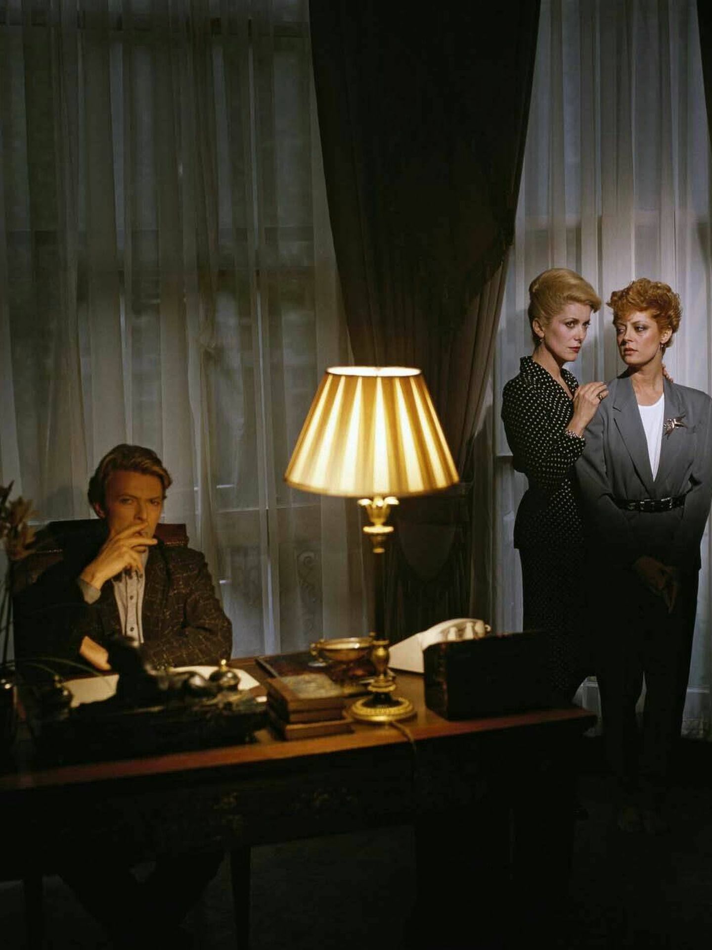 David Bowie, Catherine Deneuve y Susan Sarandon en 'El ansia'. Tony Scott. 1983.