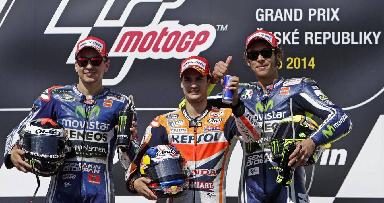 Lorenzo, Pedrosa y Rossi en Brno, el primero podio sin Márquez (Reuters).