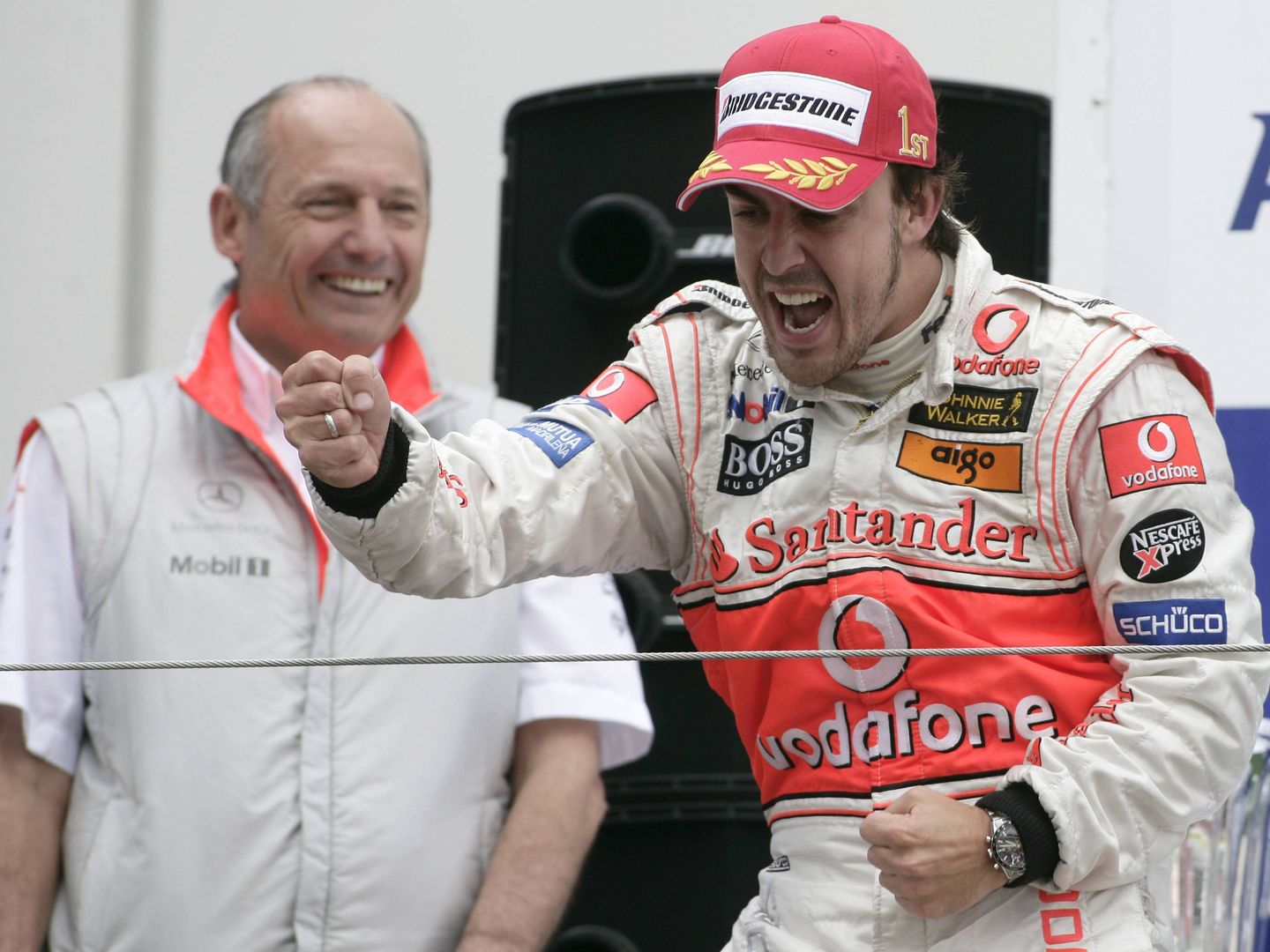 Fernando Alonso y Ron Dennis en su primera etapa juntos.