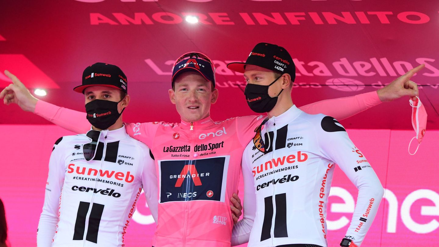 Wilco Kelderman, en plena celebración durante el pasado Giro. (Reuters)