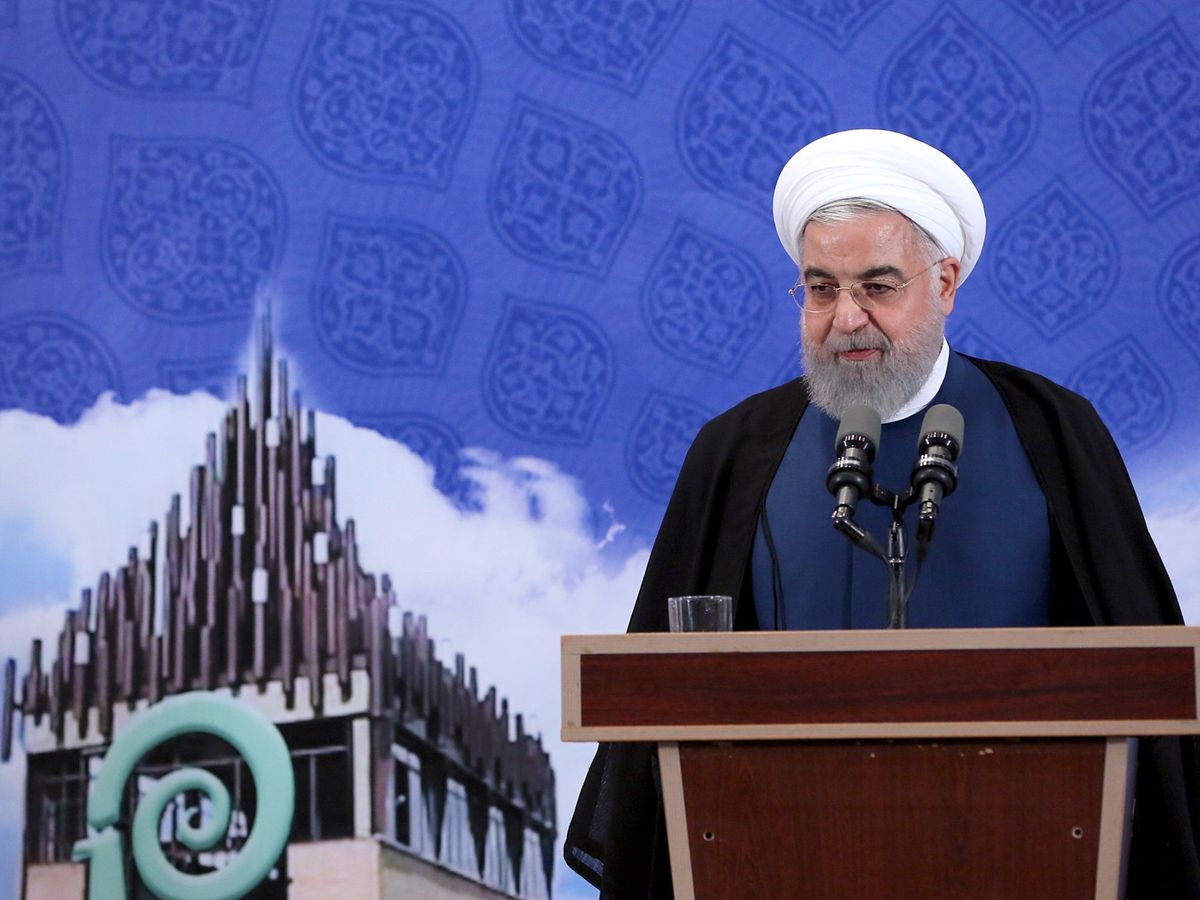 Foto: El presidente de Irán, Hassán Rohaní, en el momento de anunciar la reanudación del enriquecimiento de uranio. (EFE)