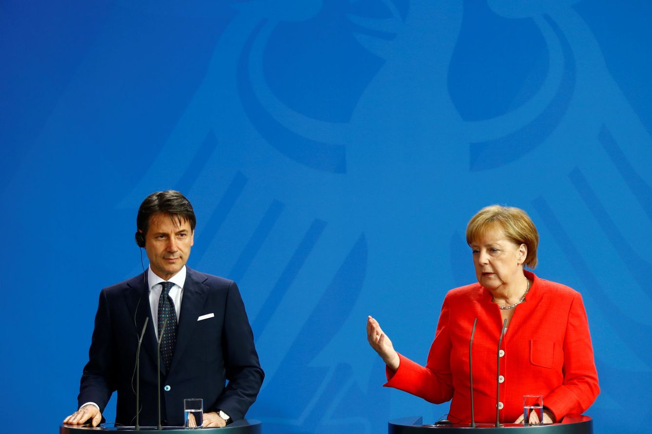 Angela Merkel y Giuseppe Conte, este lunes en Berlín. (Foto: Reuters)