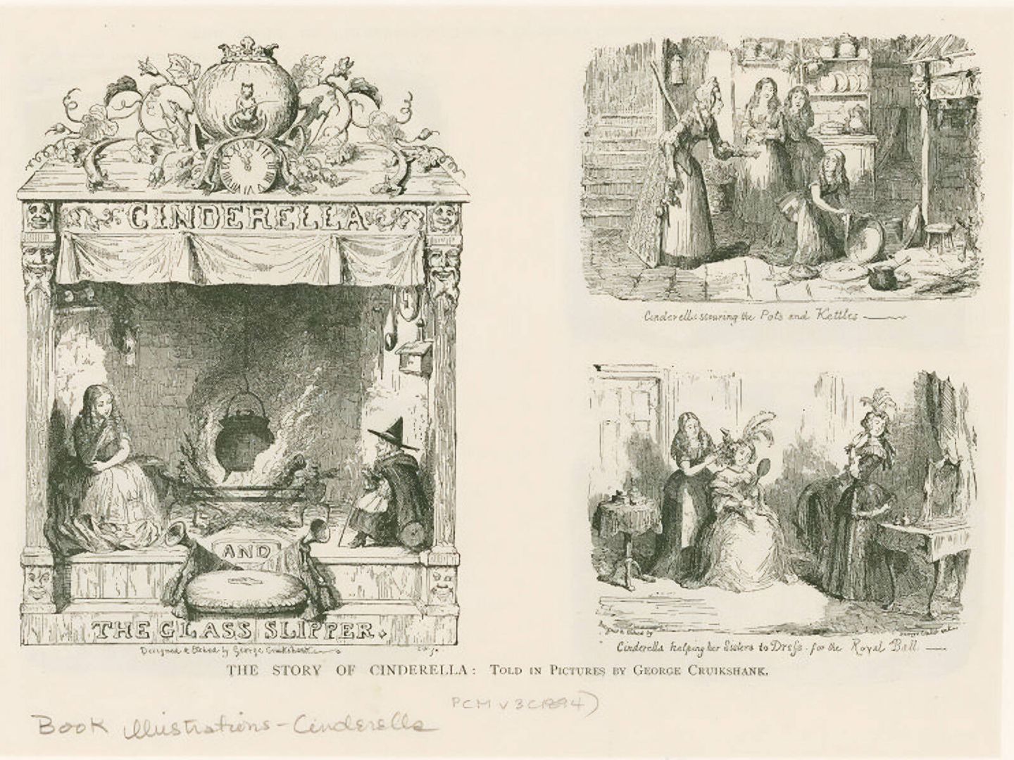 Ilustraciones de George Cruikshank para 'Cenicienta'. 