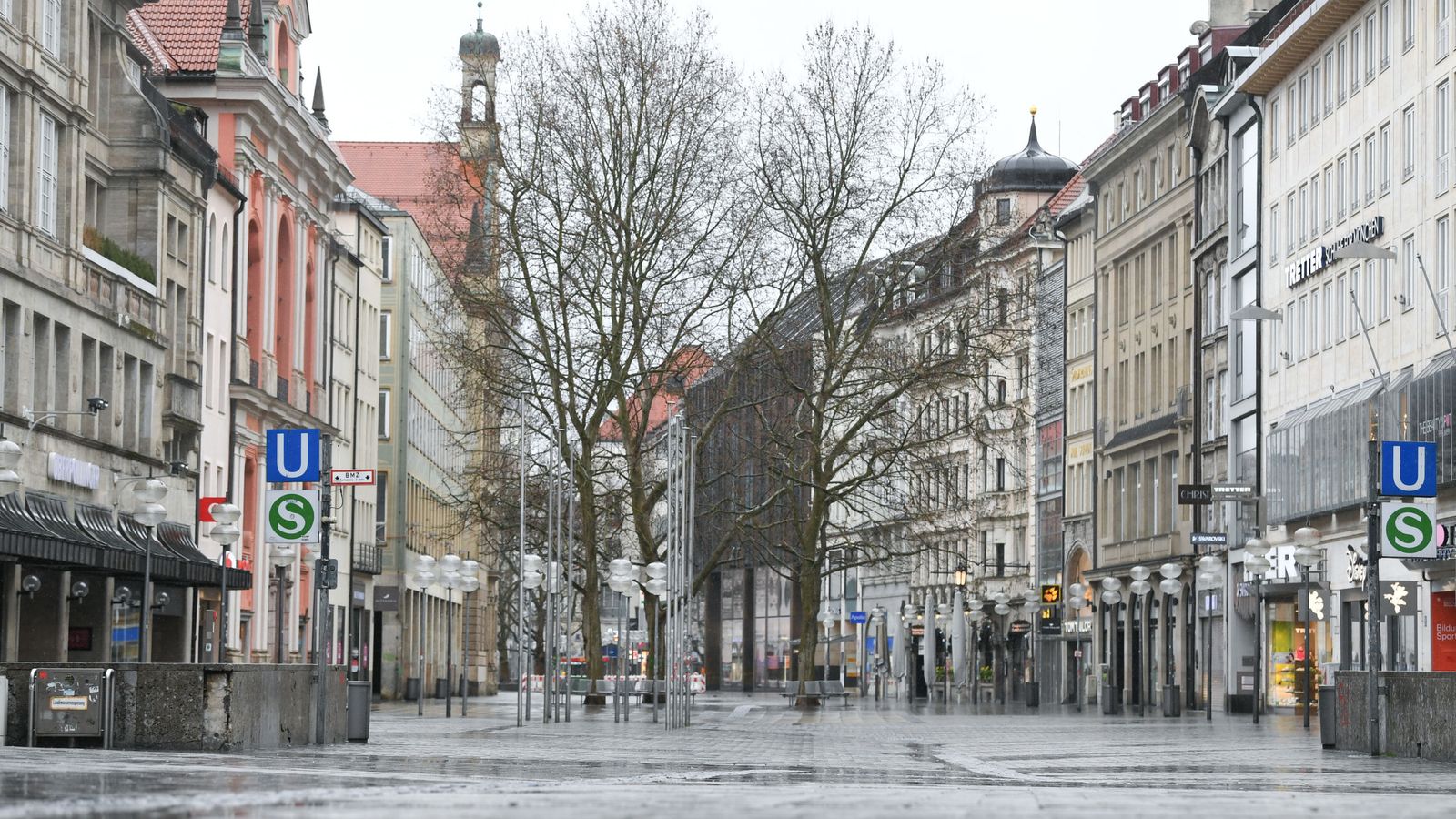 Calles de Múnich durante el confinamiento parcial de marzo de 2020. (Reuters/Andreas Gebert)