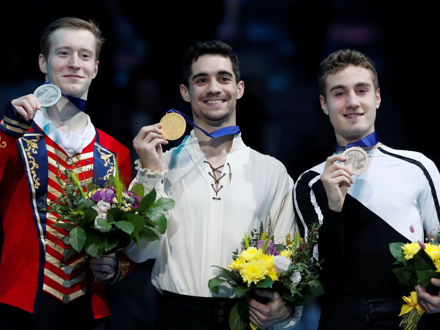 El podio del Campeonato de Europa de Minsk (Bielorrusia) con Samarin (i), Fernández (c) y Rizzo. (Reuters).