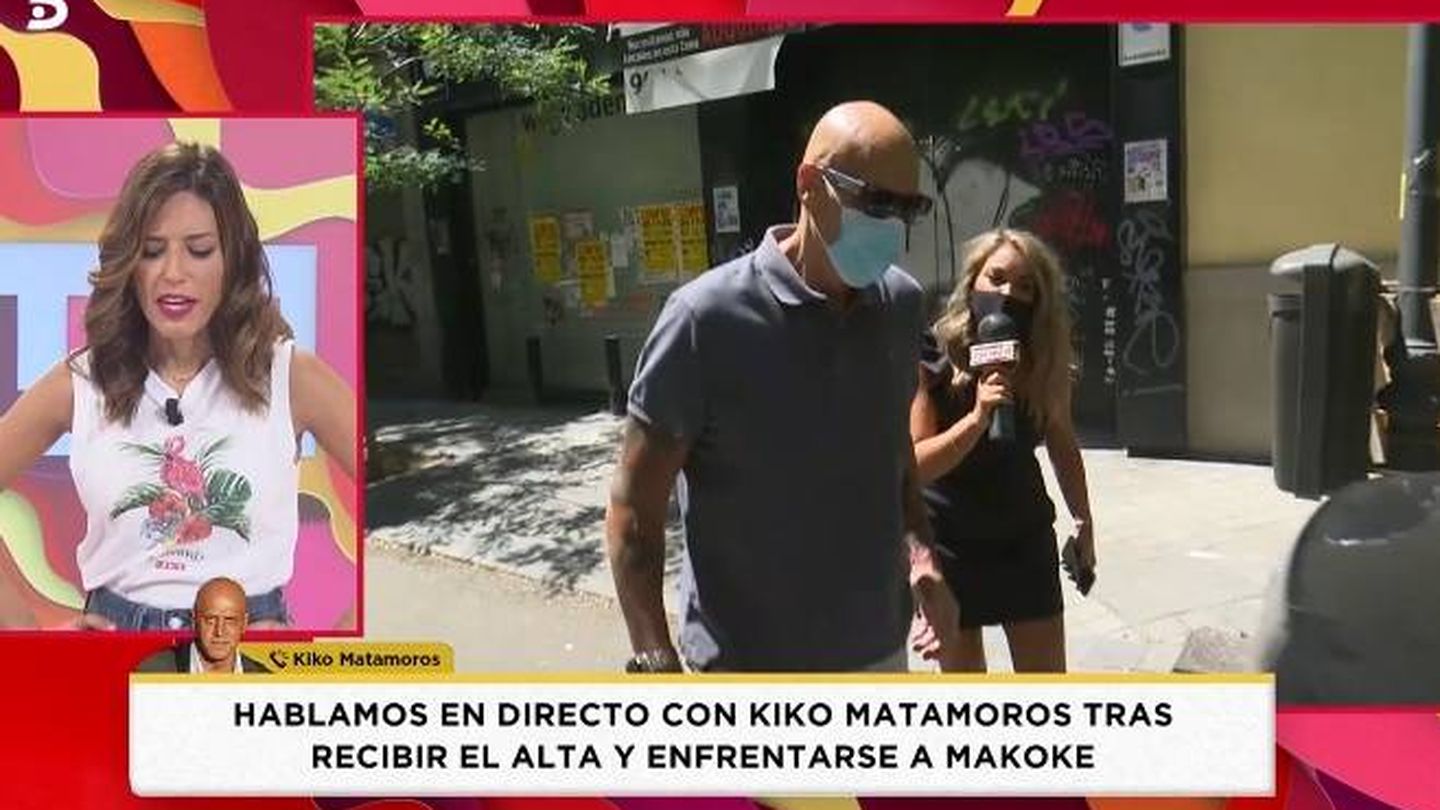Kiko Matamoros atendiendo a 'Socialité'. (Telecinco).