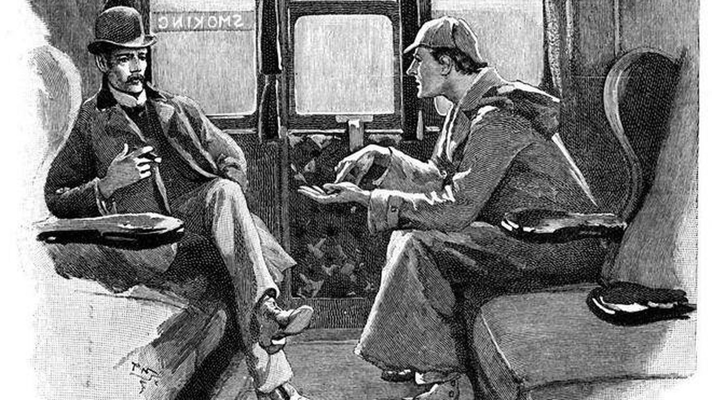 Ilustración del británico Sidney Paget de Sherlock Holmes y su ayudante Watson.