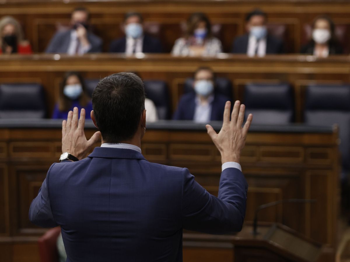Foto: El presidente del Gobierno, Pedro Sánchez, en el Congreso este miércoles. (EFE/Emilio Naranjo)