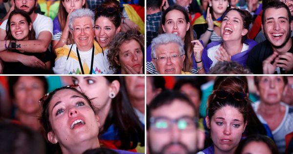 Foto: El antes y el después de que Puigdemont declarara la independencia y la suspendiera.