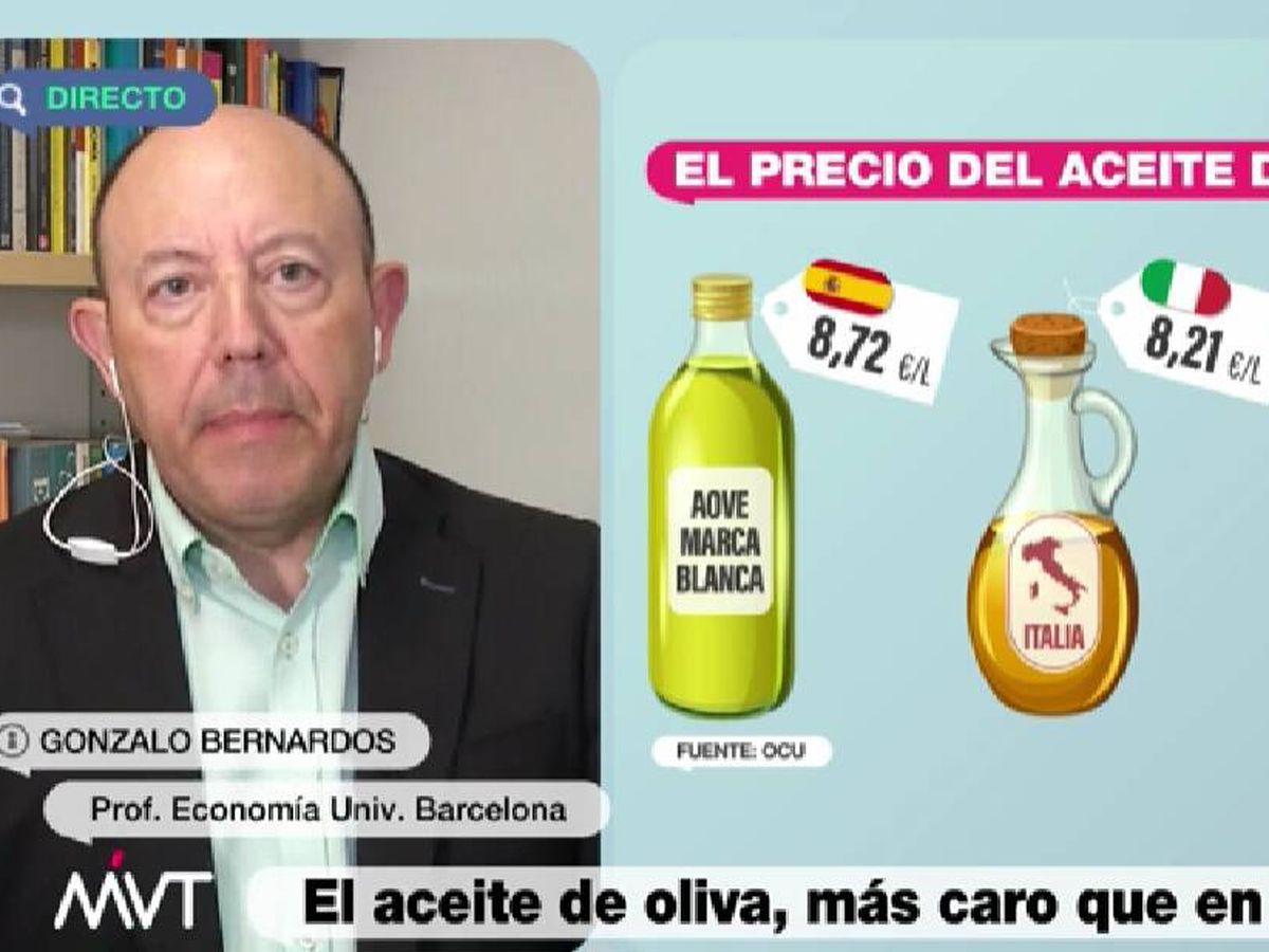 Foto: El economista Gonzalo Bernardos desvela en 'Más Vale Tarde' la fecha en la que bajará el precio del aceite de oliva.(La Sexta)
