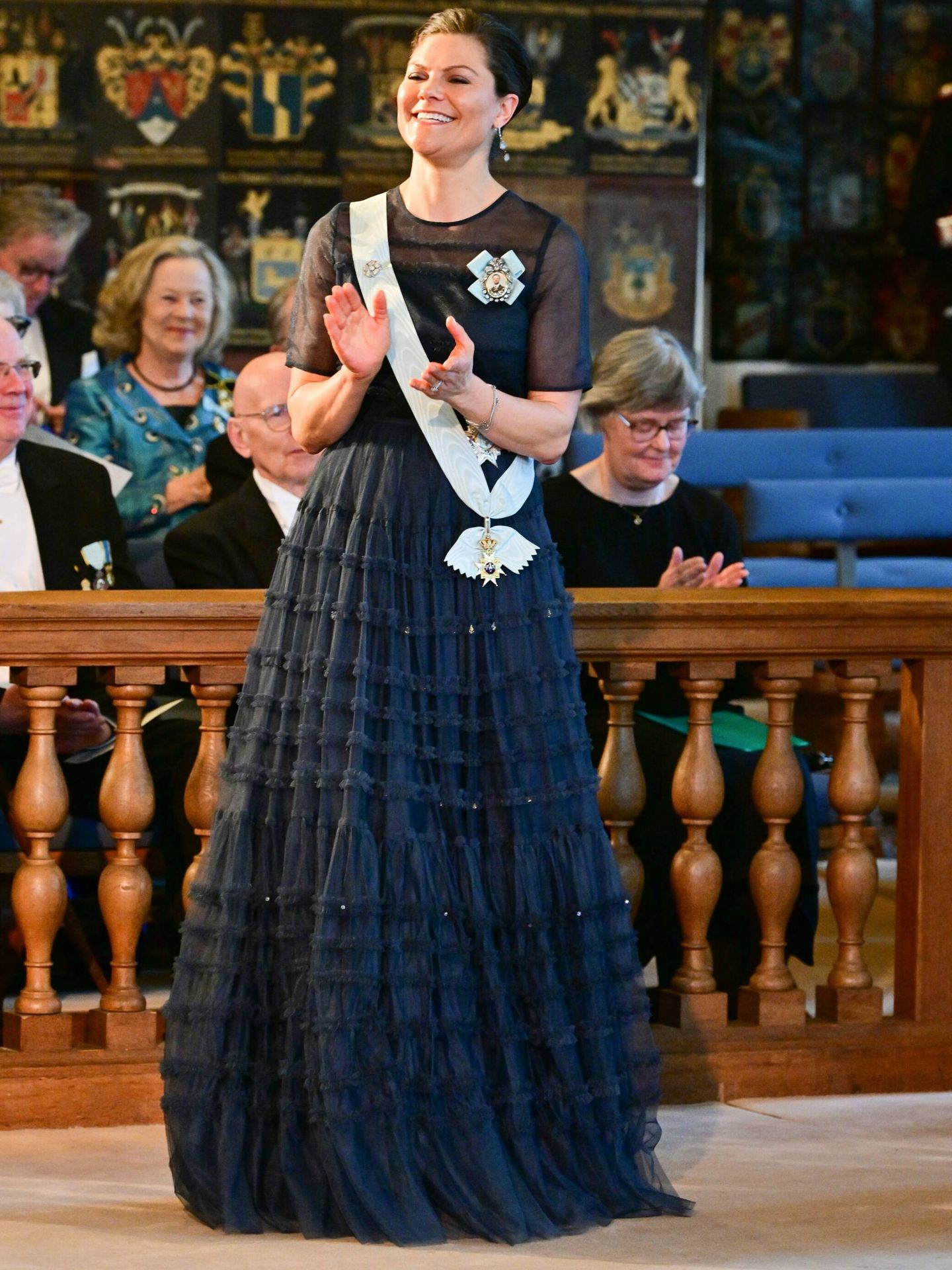 Victoria de Suecia, con el mismo vestido que Letizia pero con mangas. (CP/Jonas Ekströmer)