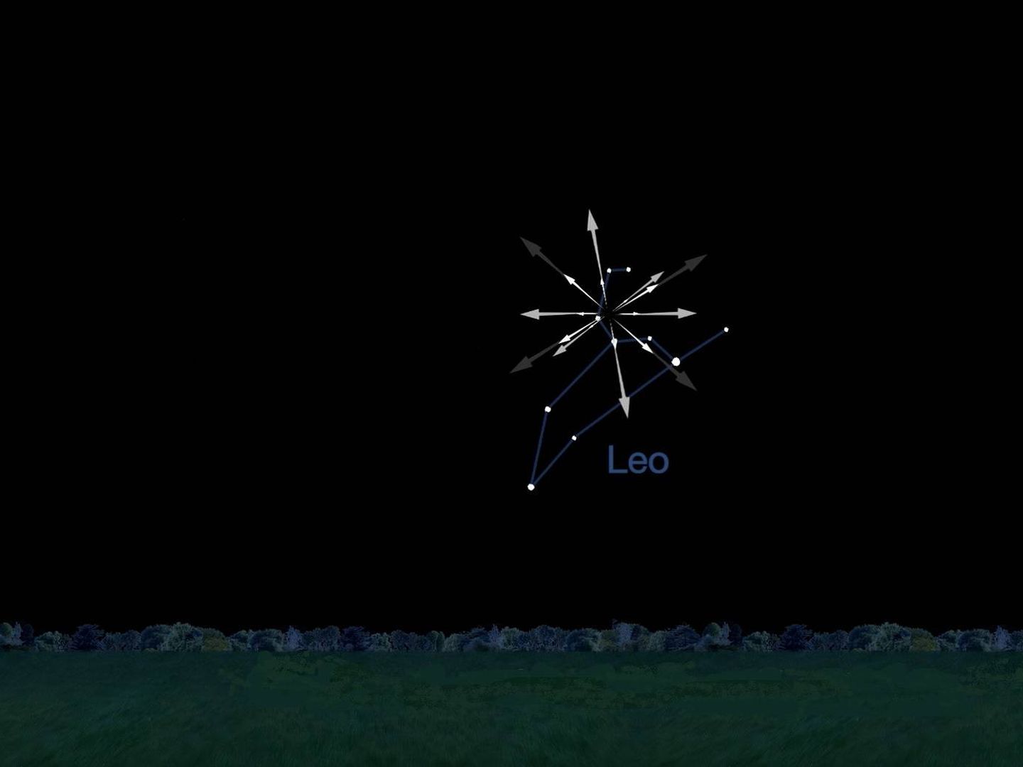 La constelación de Leo marca el radiante de la lluvia de meteoros. (NASA)