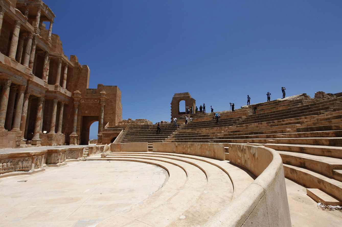 Una imagen del teatro romano de Sabratha, a unos 75 kilómetros al oeste de Trípoli, en Libia (Reuters).