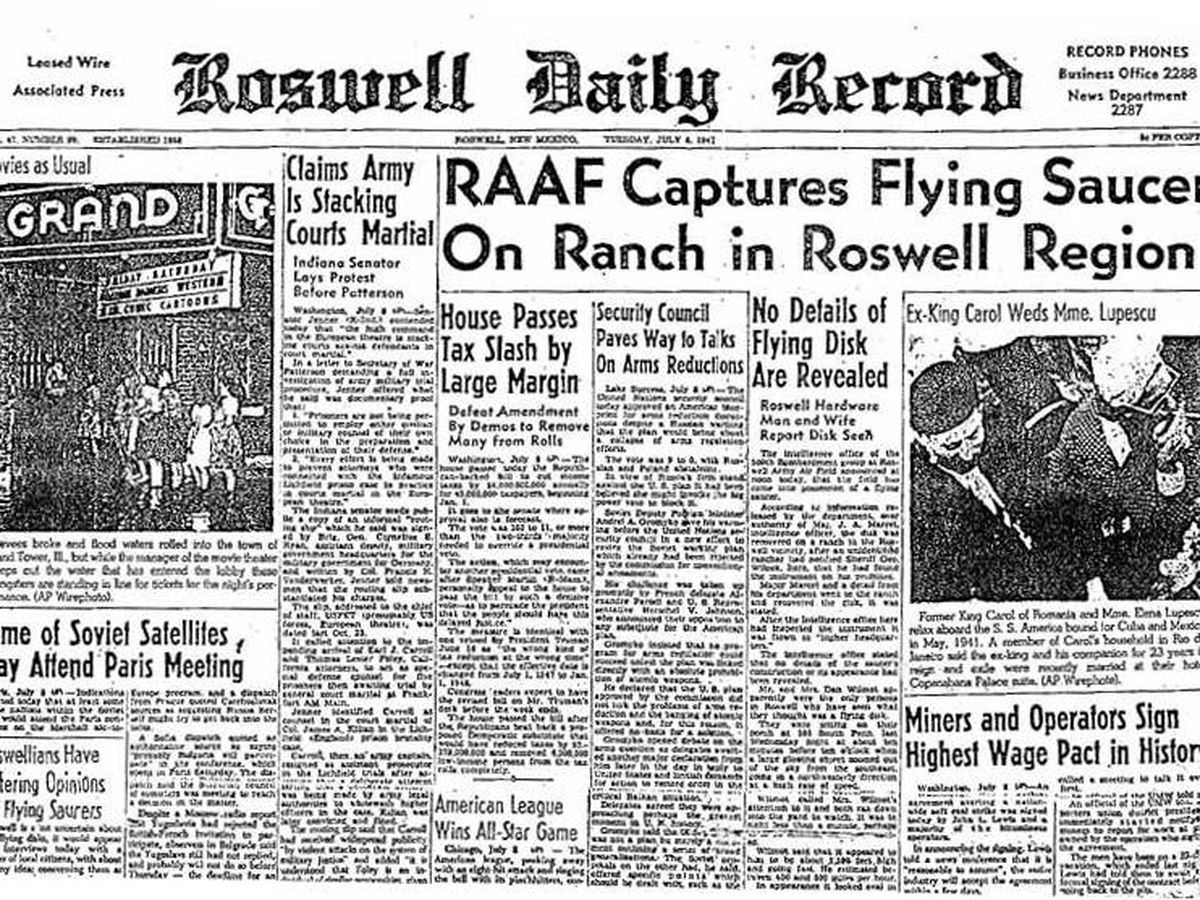Foto: Diario de Roswell que anunciaba el descubrimiento de los restos. (CC/Wikimedia Commons)