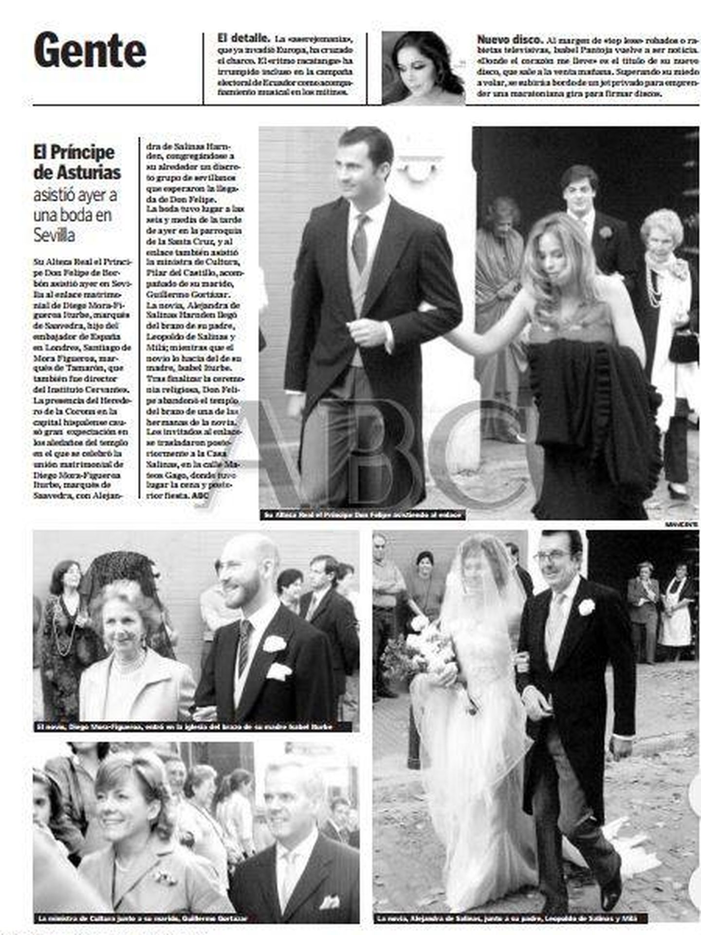 Una imagen de la boda de Alejandra tal y como se publicó en 'ABC'.
