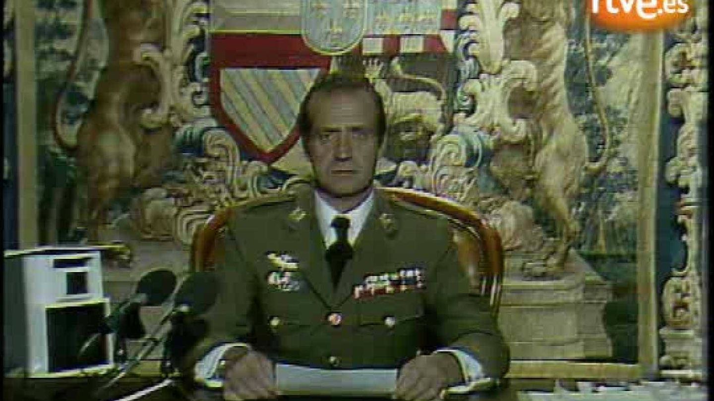 Juan Carlos I, en su alocución para detener el golpe de estado del 23-F. (RTVE)