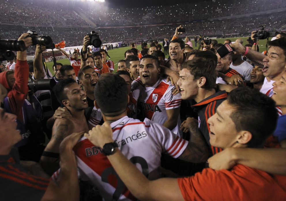 Foto: Los jugadores de River Plate celebran la clasificación para la final de la Copa Sudamericana.