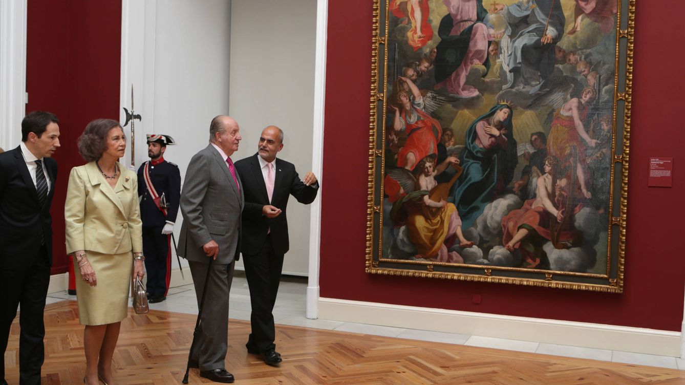 Foto: Los Reyes eméritos durante la inauguración de este lunes en el Palacio Real (Gtres)