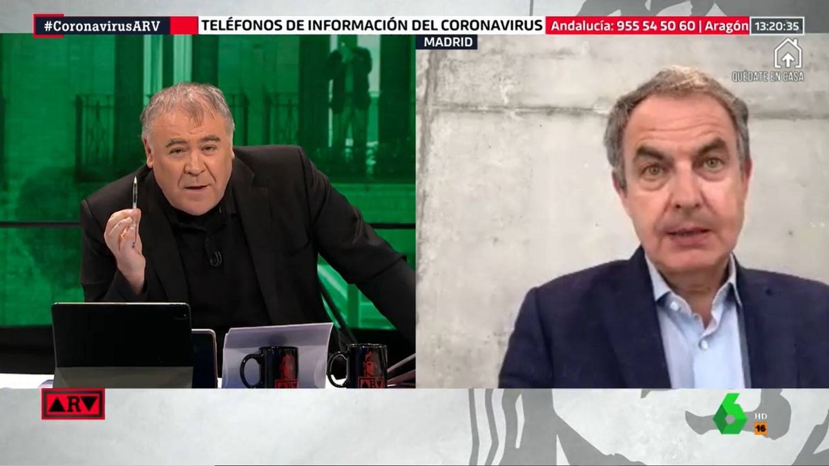 José Luis Rodríguez Zapatero apoya en directo el trabajo informativo de Antonio García Ferreras en esta crisis sanitaria