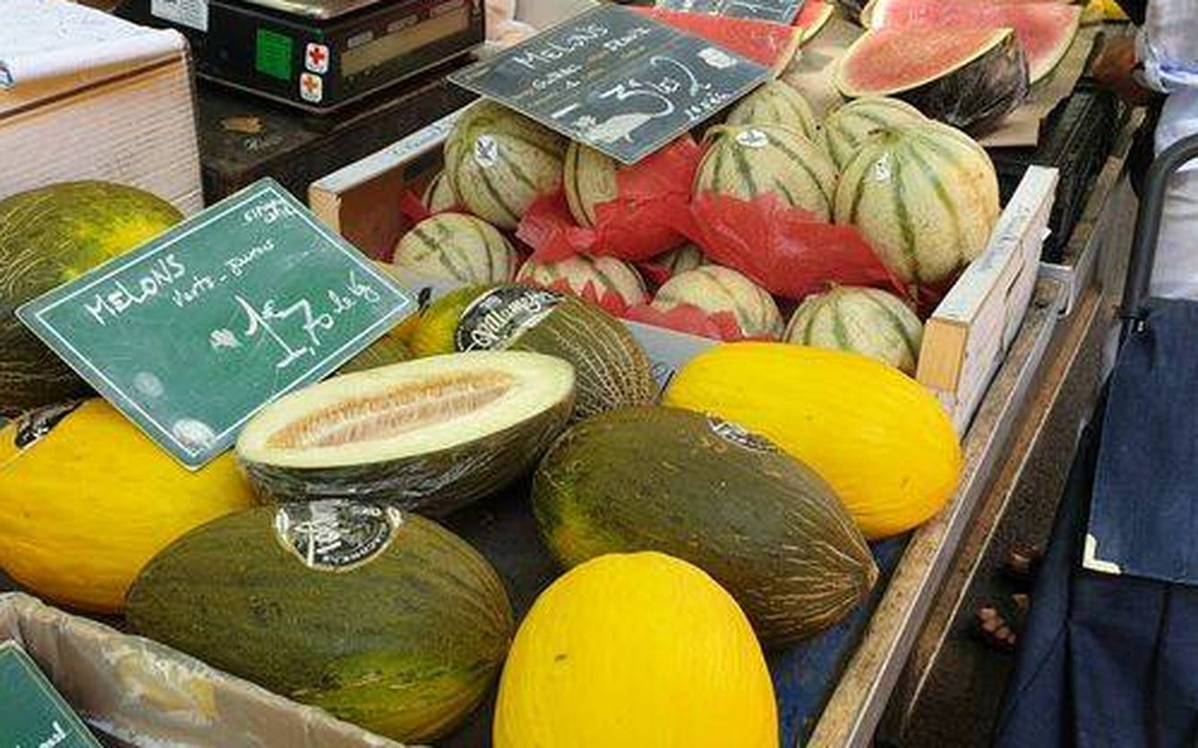 Puesto de sandías y melones en un mercado de Toulouse (Foto: A.G.)
