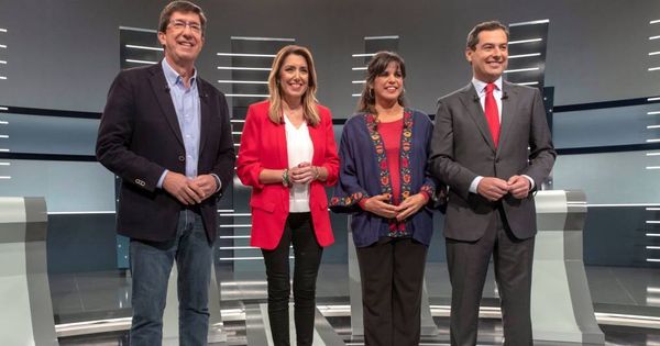 Foto: Los candidatos a presidir la Junta de Andalucía, durante un debate electoral.