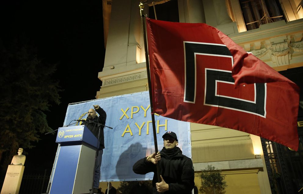 El partido Amanecer Dorado durante una manifestación en Grecia (Ap)