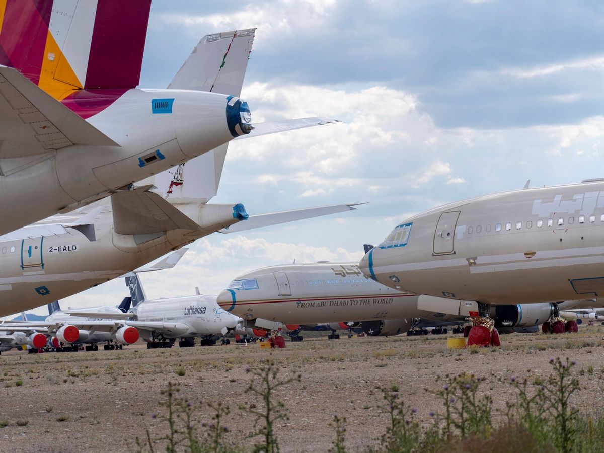 Foto: Aviones estacionados en el aeropuerto de Teruel. (EFE)