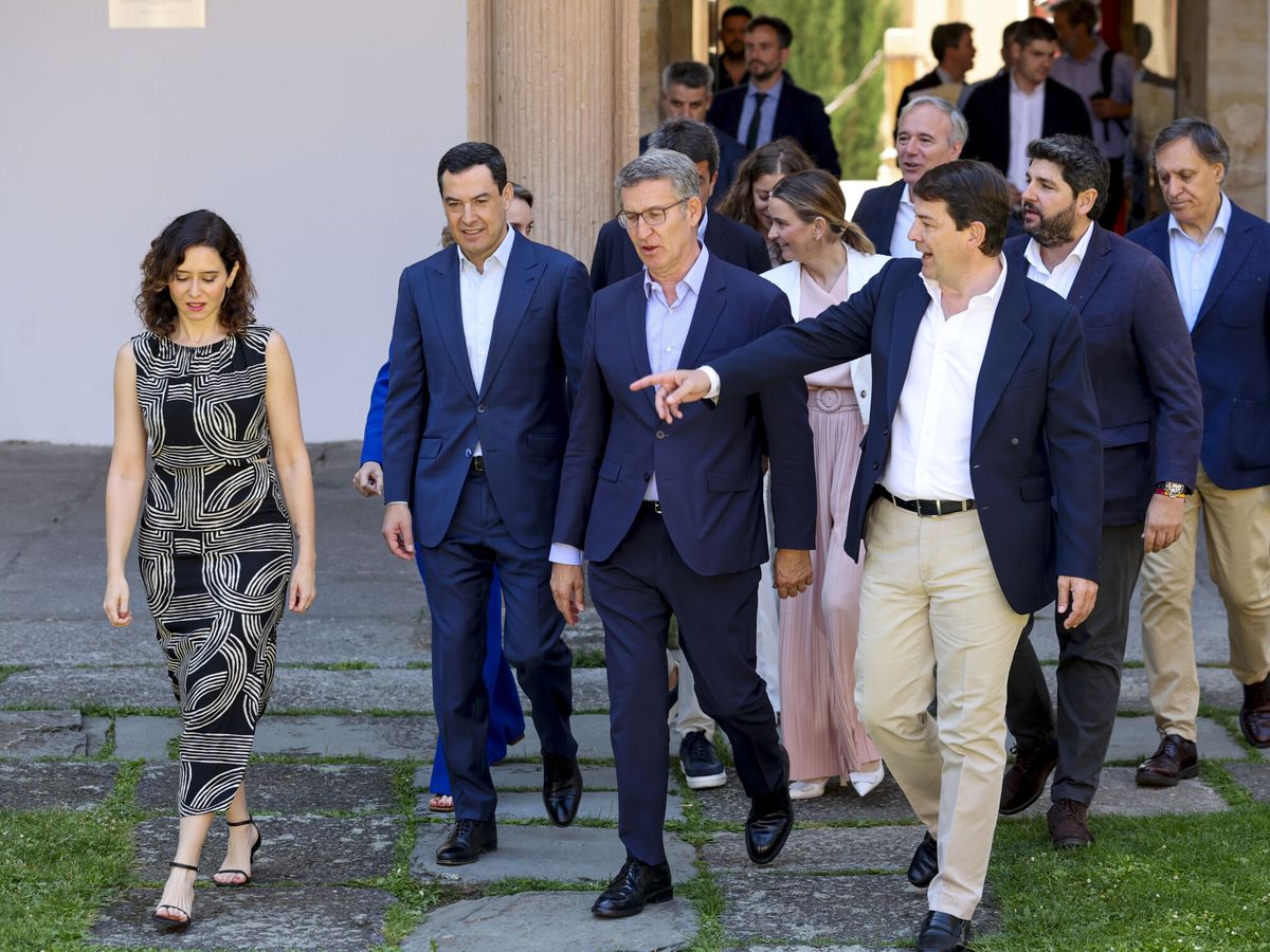 Foto: El líder del PP, Alberto Núñez Feijóo, junto a los presidentes autonómicos del PP en Salamanca (EFE / J.M. García)