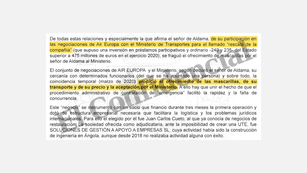 Hacienda sostiene que el rescate público de Air Europa fue el origen del caso Koldo