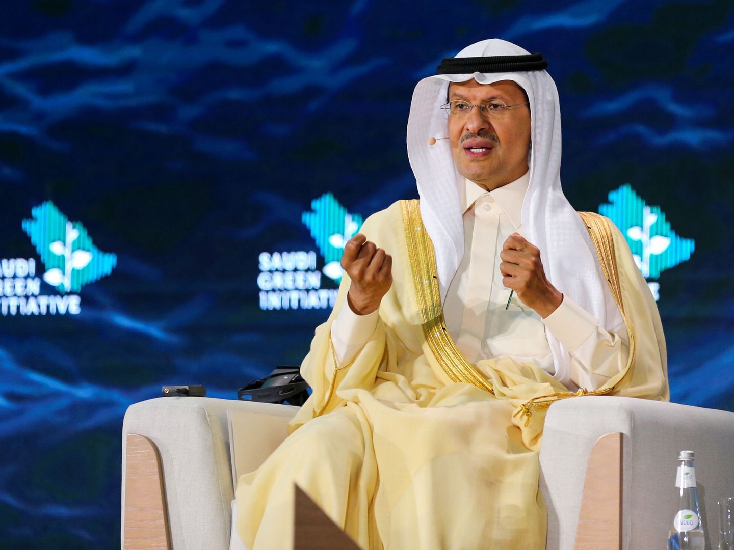 El Ministro de Energía de Arabia Saudí, Abdulaziz bin Salman, durante la presentación de la 'Iniciativa Verde Saudí' este lunes. Foto: Reuters