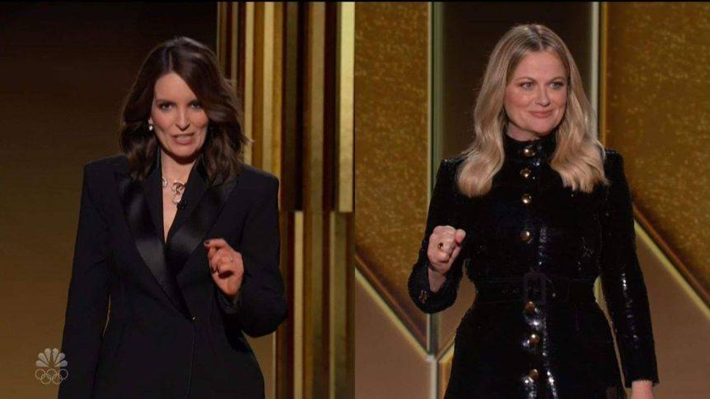 Tina Fey y Amy Poehler, en los Globos de Oro 2021. (NBC)