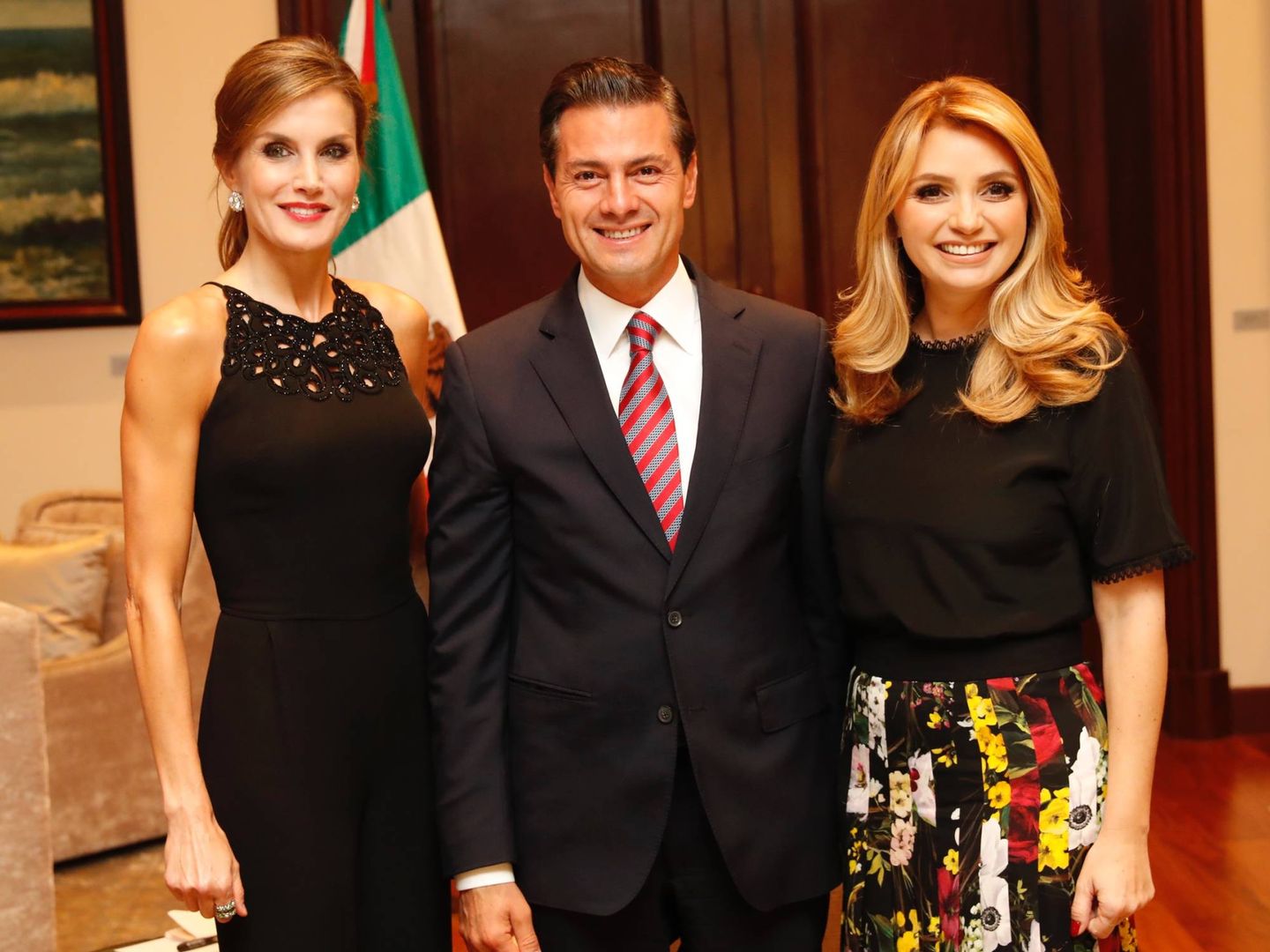 Peña Nieto y Rivera, junto a doña Letizia. (Getty) 