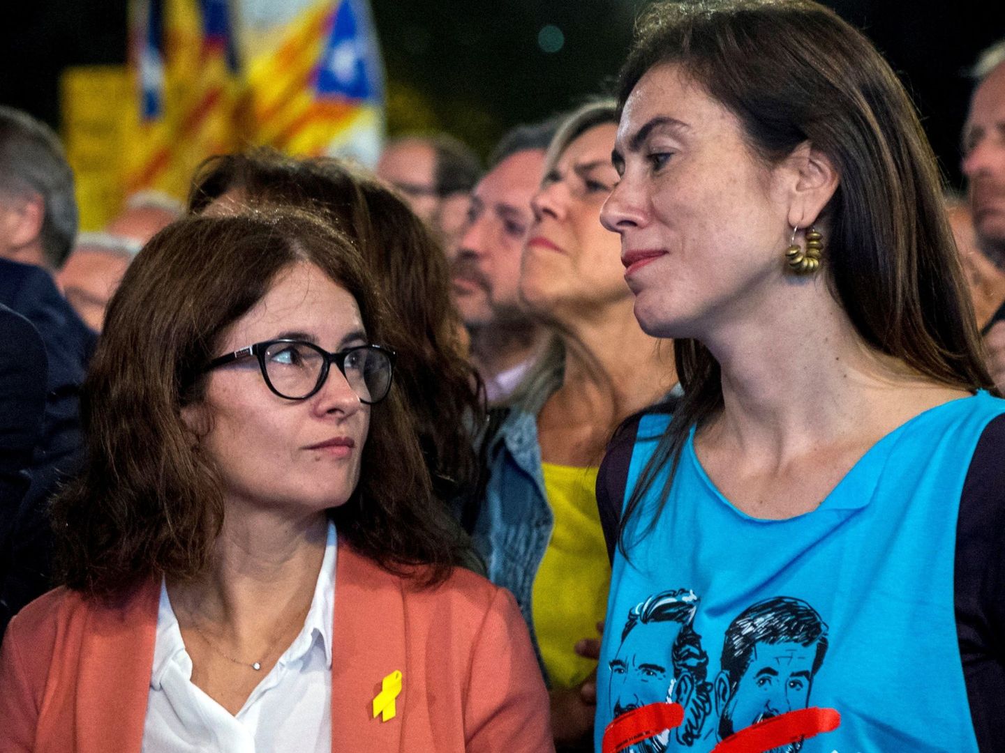 Susana Barreda y Txell Bonet, esposas de los Jordis. (EFE)