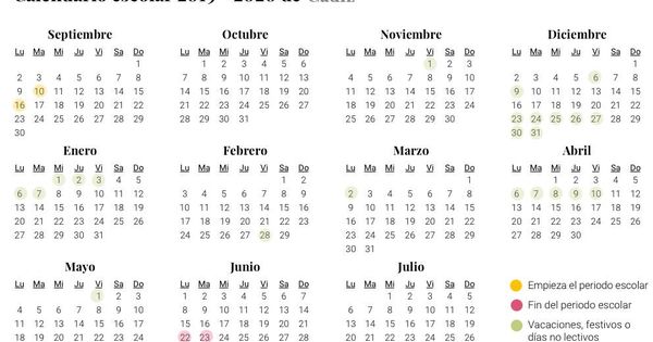 Foto: Calendario escolar 2019-2020 Cádiz (El Confidencial)
